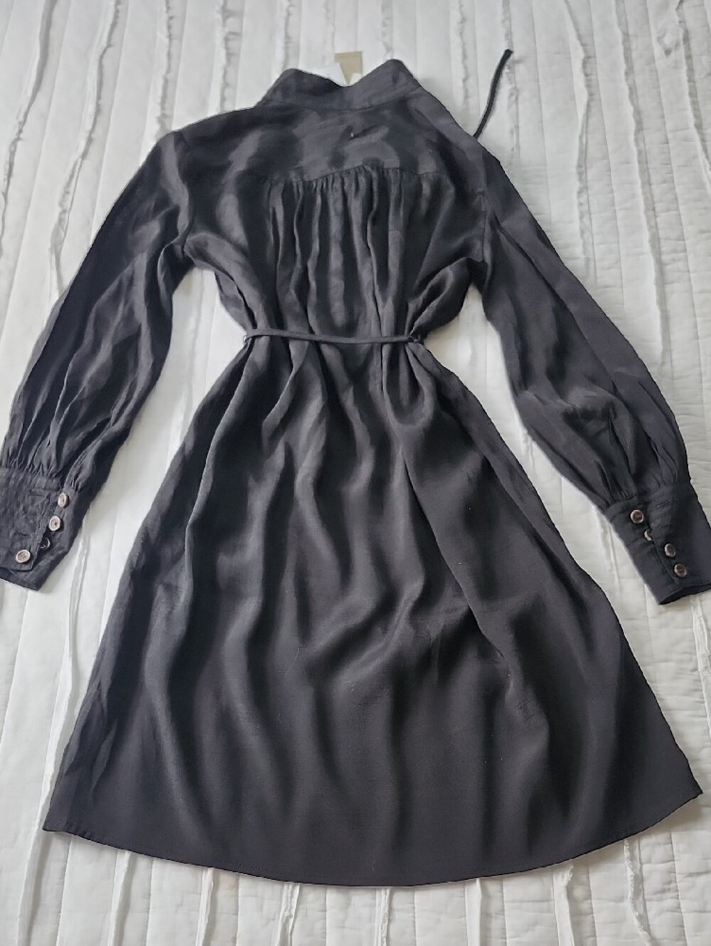 NWT Banana Republic Black Ramie Popover Shift Dress XXS Petite -No Slip Included - Picture 9 of 12